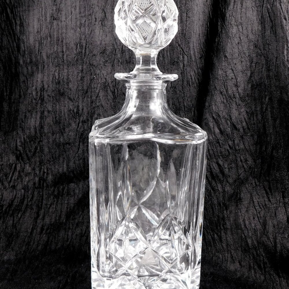 Block Cut Crystal Whiskey Decanter in Olympic # 21844